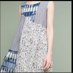 Anthropologie Holding Horses Blue Ivy Patchwork Floral Cottagecore Dress XS